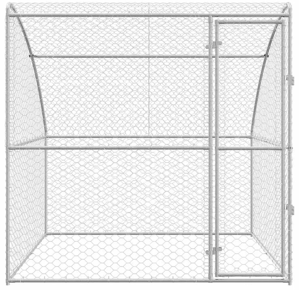 vidaXL Κλουβί Σκύλου με αποθήκευση Ασημί 2 x 2 x 2 m Ατσάλι