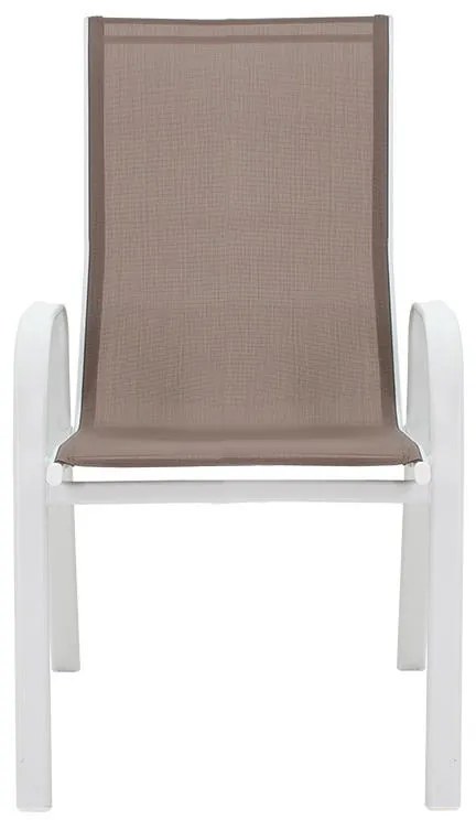 Καρέκλα - Πολυθρόνα Calan μέταλλο λευκό - textilene καφέ 55x75x90 εκ. 54x74x91 εκ.