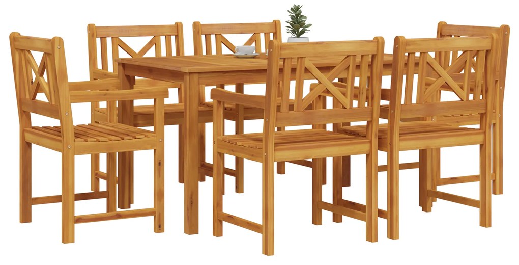 vidaXL Σέτ φαγητού για κήπο 7 pcs Καφέ Μασίφ ξύλο ακακίας