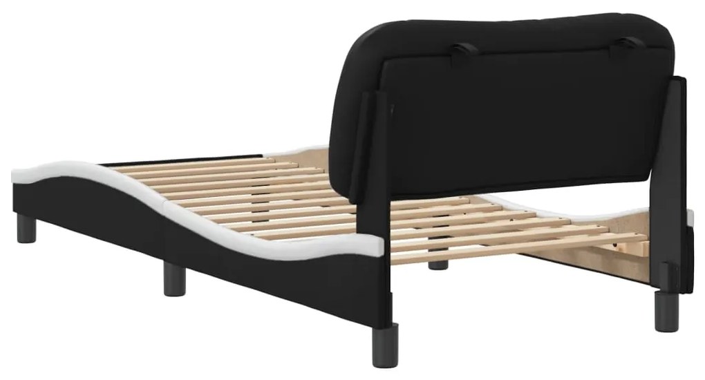 vidaXL Πλαίσιο κρεβατιού χωρίς Στρώμα Hvar Μαύρο/Λευκό 90x200εκ. Συνθ. Δέρμα