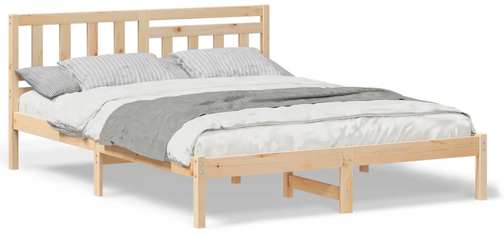 vidaXL Σκελετός Κρεβατιού Καφέ 160 x 200 cm Συμπαγές ξύλο πεύκου