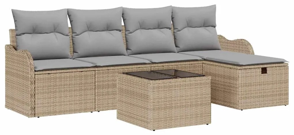 vidaXL Σετ Καναπέ Κήπου 6 pcs Μπέζ και Ανοιχτό Γκρι συνθετικό ρατάν