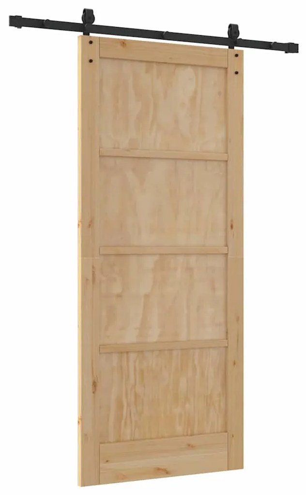 vidaXL Συρόμενη Πόρτα Καφέ 86 x 198.5 cm Μασίφ ξύλο πεύκου