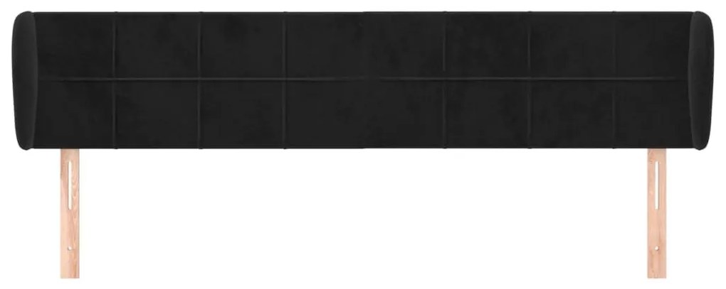 Κεφαλάρι με Πτερύγια Μαύρο 183x23x78/88 εκ. Βελούδινο - Μαύρο