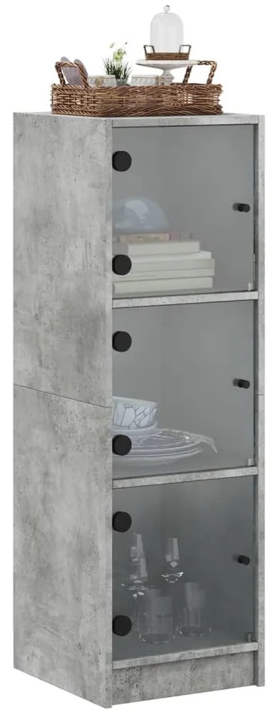 vidaXL Ντουλάπι Γκρι Σκυροδέματος 35 x 37 x 109 εκ. με Γυάλινες Πόρτες