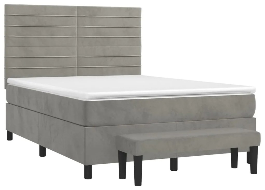 ΚΡΕΒΑΤΙ BOXSPRING ΜΕ ΣΤΡΩΜΑ ΑΝΟΙΧΤΟ ΓΚΡΙ 140X190 ΕΚ. ΒΕΛΟΥΔΙΝΟ 3137899