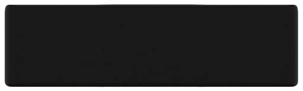 Νιπτήρας Μπάνιου Τετράγωνος με Οπή Βρύσης Μαύρος Κεραμικός - Μαύρο