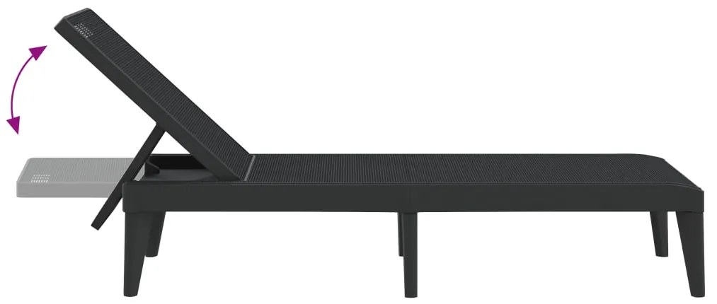 vidaXL Ξαπλώστρα Ανθρακί 186 x 60 x 29 από Πολυπροπυλένιο