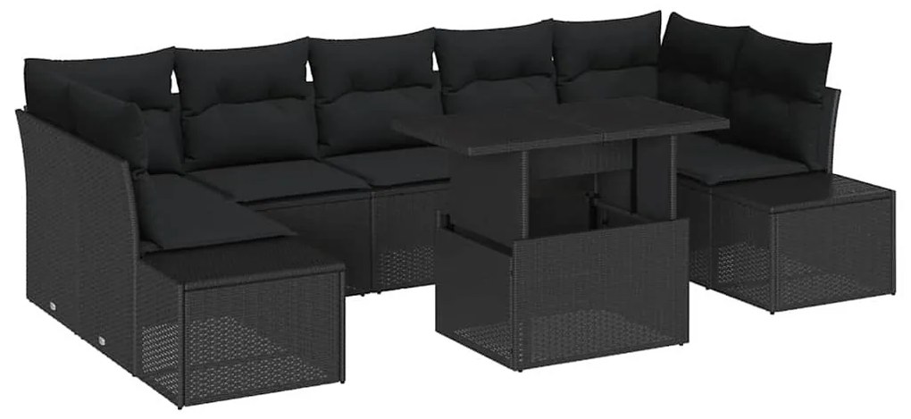 vidaXL Σετ Καναπέ Κήπου με μαξιλάρι 8 pcs Μαύρο 100 x 55 x 73 εκ