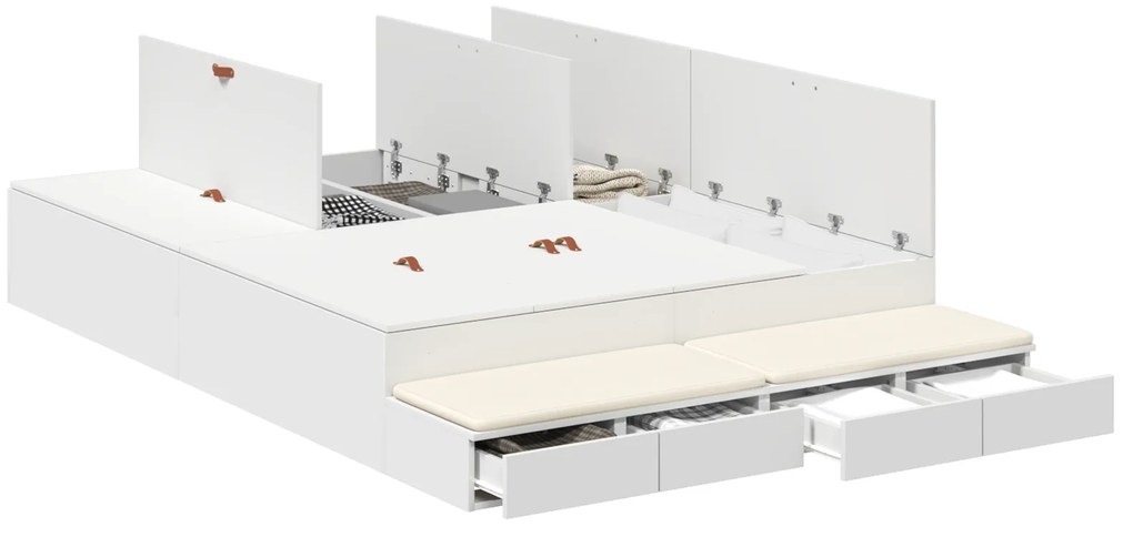 vidaXL Κρεβάτι Αποθήκευσης Λευκό 135x190 εκ.