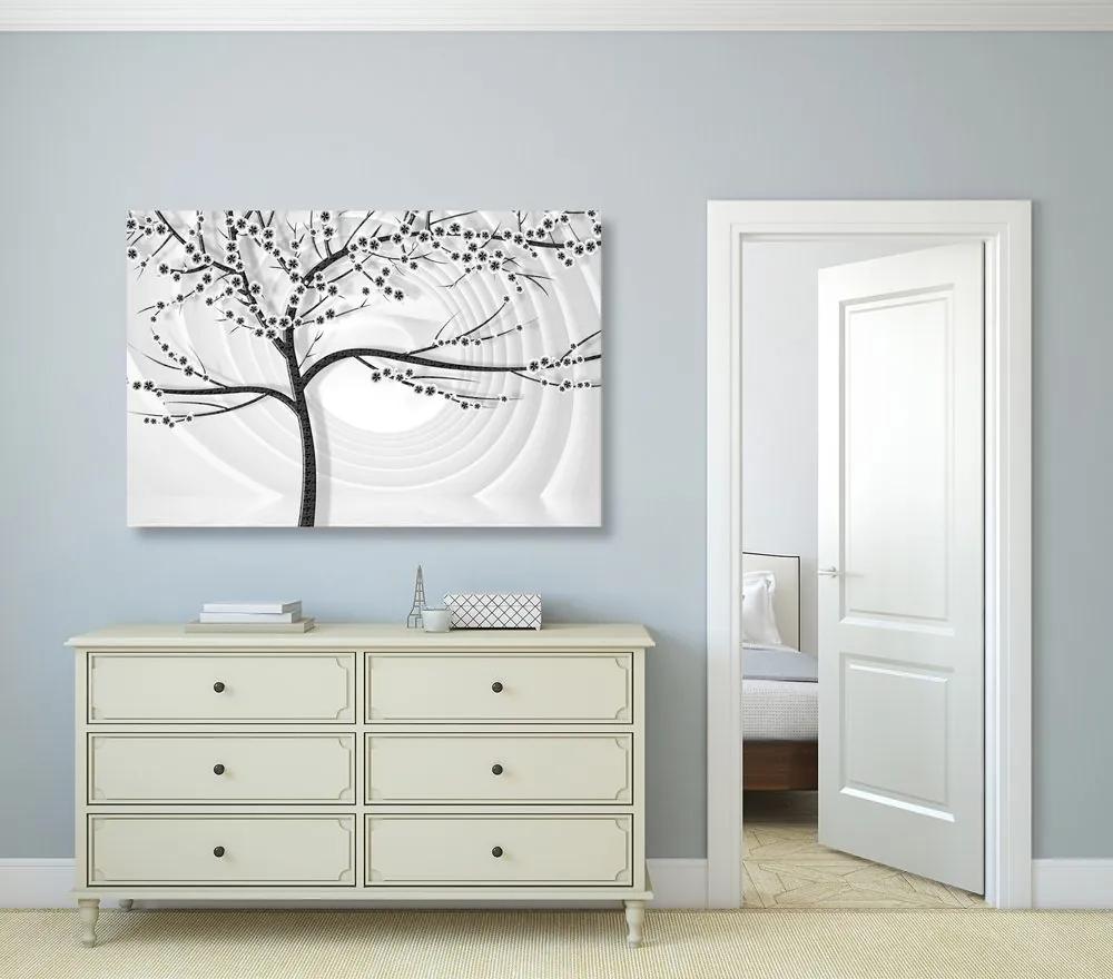 Εικόνα ενός σύγχρονου ασπρόμαυρου δέντρου σε αφηρημένο φόντο