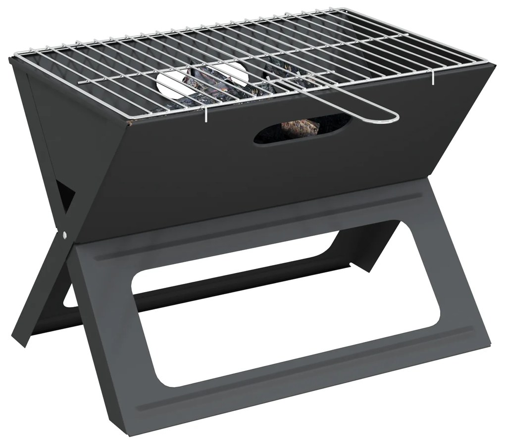 vidaXL Γκριλ BBQ Κάρβουνου - Αναδιπλούμενο, Μαύρο, 46x30x31 εκ, Κατασκευασμένο από Ατσάλι