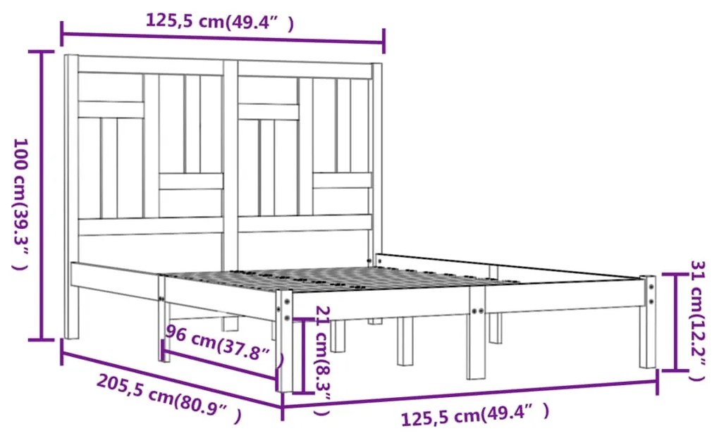 vidaXL Σκελετός Κρεβ. Χωρίς Στρώμα Λευκό 120x200 εκ Μασίφ Πεύκο