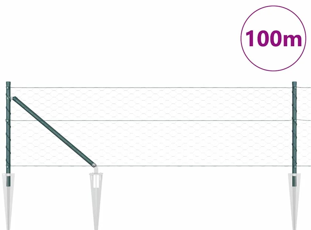 vidaXL Εξάγωνη Φράχτης Πράσινος 0.6 x 100m Χάλυβας