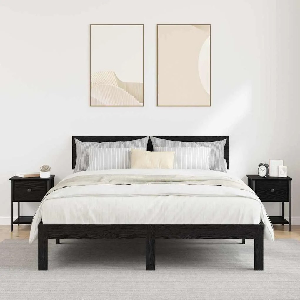 vidaXL Κομοδίνο 2 pcs Μαύρη Οξυά 34 x 35,5 x 45 εκ Επεξεργασμένο ξύλο