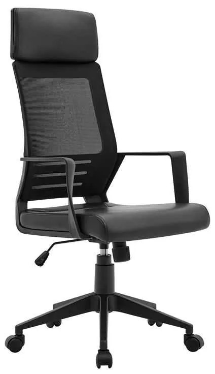 BF2500 Πολυθρόνα Γραφείου Διευθυντή Mesh Μαύρο - Pu Μαύρο 58x62x116/126cm