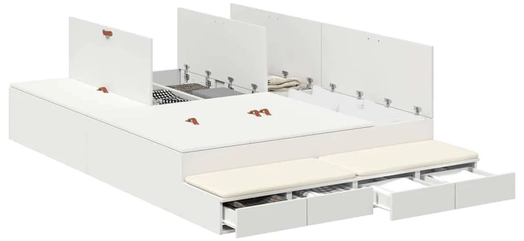 vidaXL Κρεβάτι με αποθηκευτικό χώρο Λευκό 236.5 x 140 x 31.5 εκατοστά