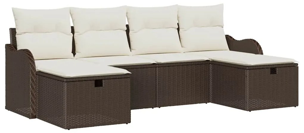 vidaXL Σετ Καναπέ Κήπου 6 pcs Καφέ και κρεμ 231 x 117 x 85 εκ