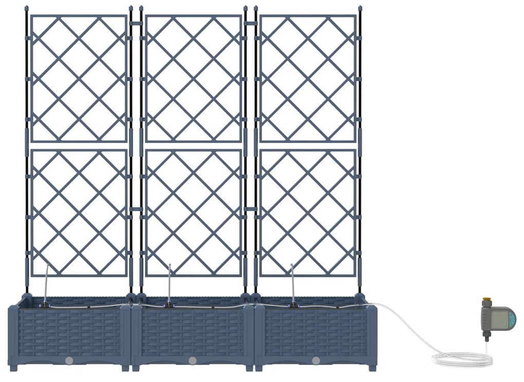 vidaXL Γλάστρες Κήπου 1 τεμ Καφασωτό Γκρι 120 x 40 x 126 cm Πλαστικό