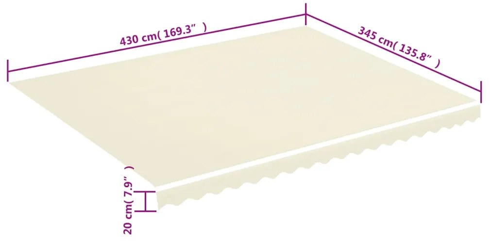 vidaXL Τεντόπανο Ανταλλακτικό Κρεμ 4,5 x 3,5 μ.