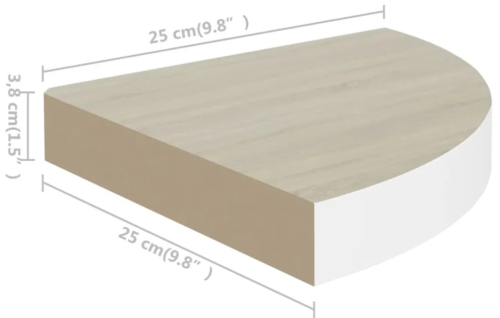 ΡΑΦΙΑ ΤΟΙΧΟΥ ΓΩΝΙΑΚΑ 4 ΤΕΜ. ΔΡΥΣ/ΛΕΥΚΟ 25 X 25 X 3,8 ΕΚ ΑΠΟ MDF 326632