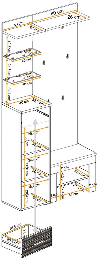 Swap XIX Σύνθεση Καφέ δρυς 280x180x40