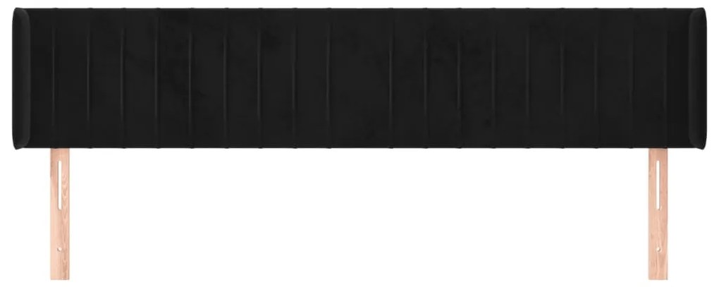 vidaXL Κεφαλάρι με Πτερύγια Μαύρο 183x16x78/88 εκ. Βελούδινο