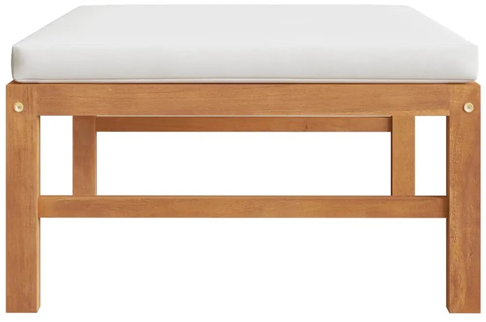 vidaXL Υποπόδιο από Μασίφ Ξύλο Teak με Κρεμ Μαξιλάρι