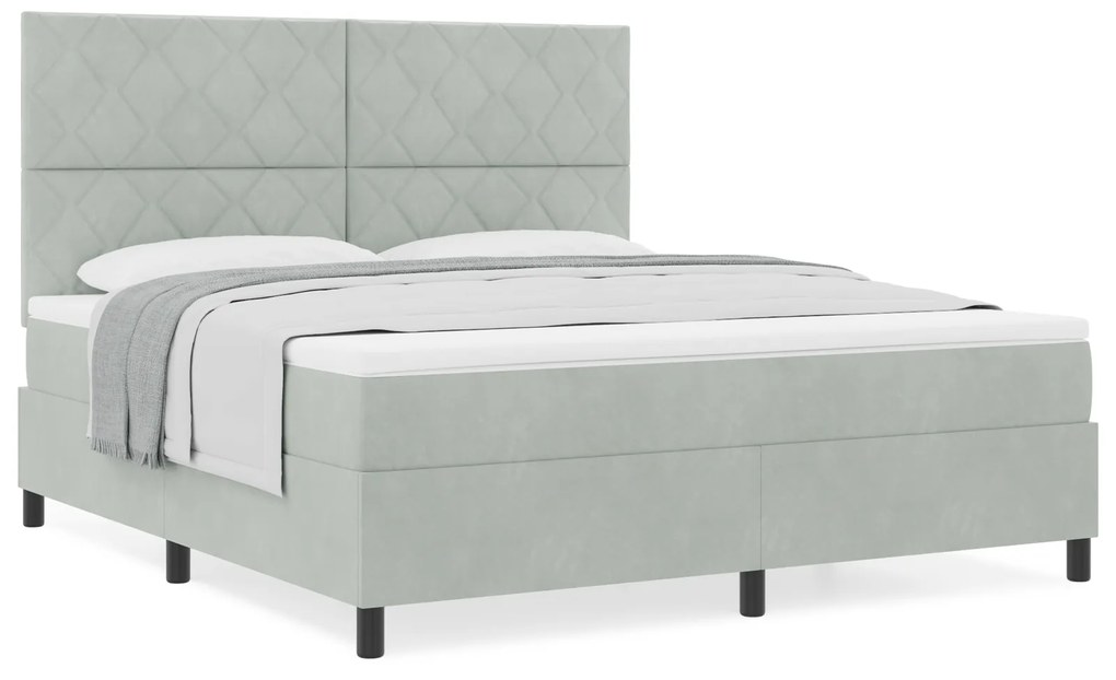 vidaXL Κρεβάτι με στρώμα Light Grey Super King Βελούδο