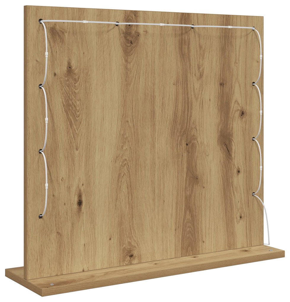 vidaXL Καθρέφτης Vanity με LED φώτα Artisan Oak 60x55x18 εκ