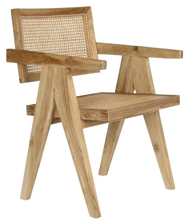 Καρέκλα Τραπεζαρίας DKD Home Decor Φυσικό Ξύλο Τικ ρατάν (58 x 56 x 82 cm)