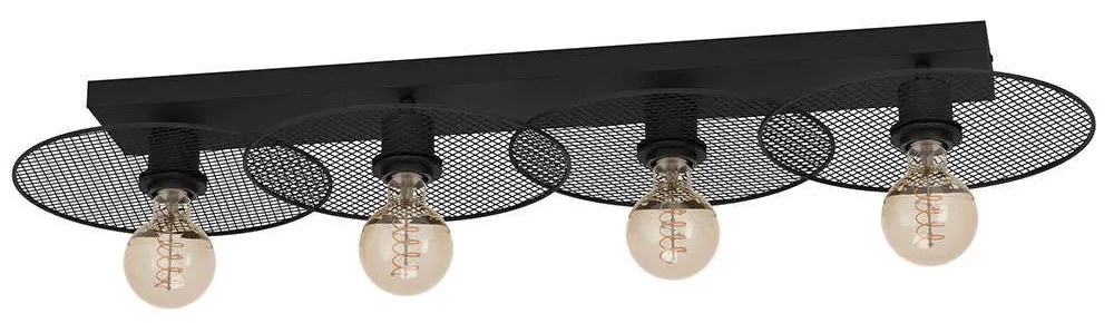 Φωτιστικό Οροφής - Πλαφονιέρα Ikeston 43729 95x33x12cm 4xE27 40W Black Eglo Steel