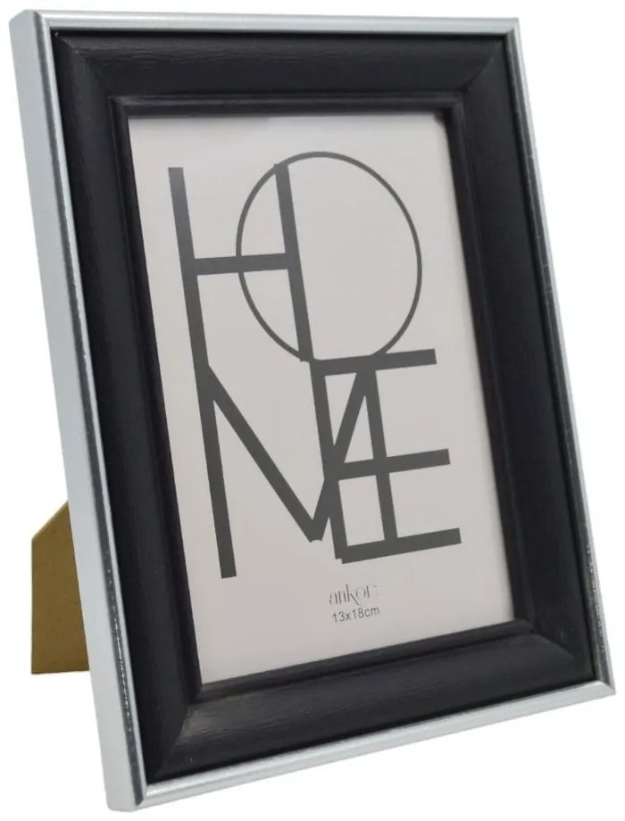 Κορνίζα Ξύλινη 25374-5 13x18cm Black-Silver Ankor Wood, Glass