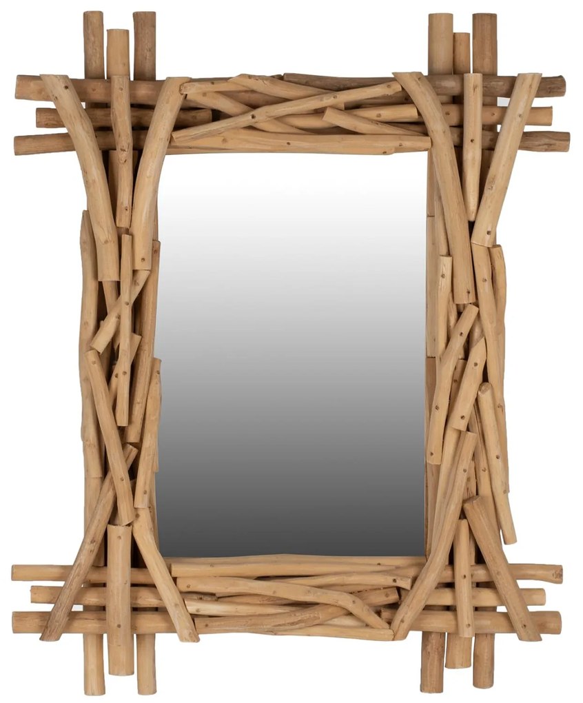 Καθρέπτης Τοίχου από Μασίφ Ξύλο ΤΕΑΚ Φυσικό 100x7x80Y εκ. 100x7x80 εκ.