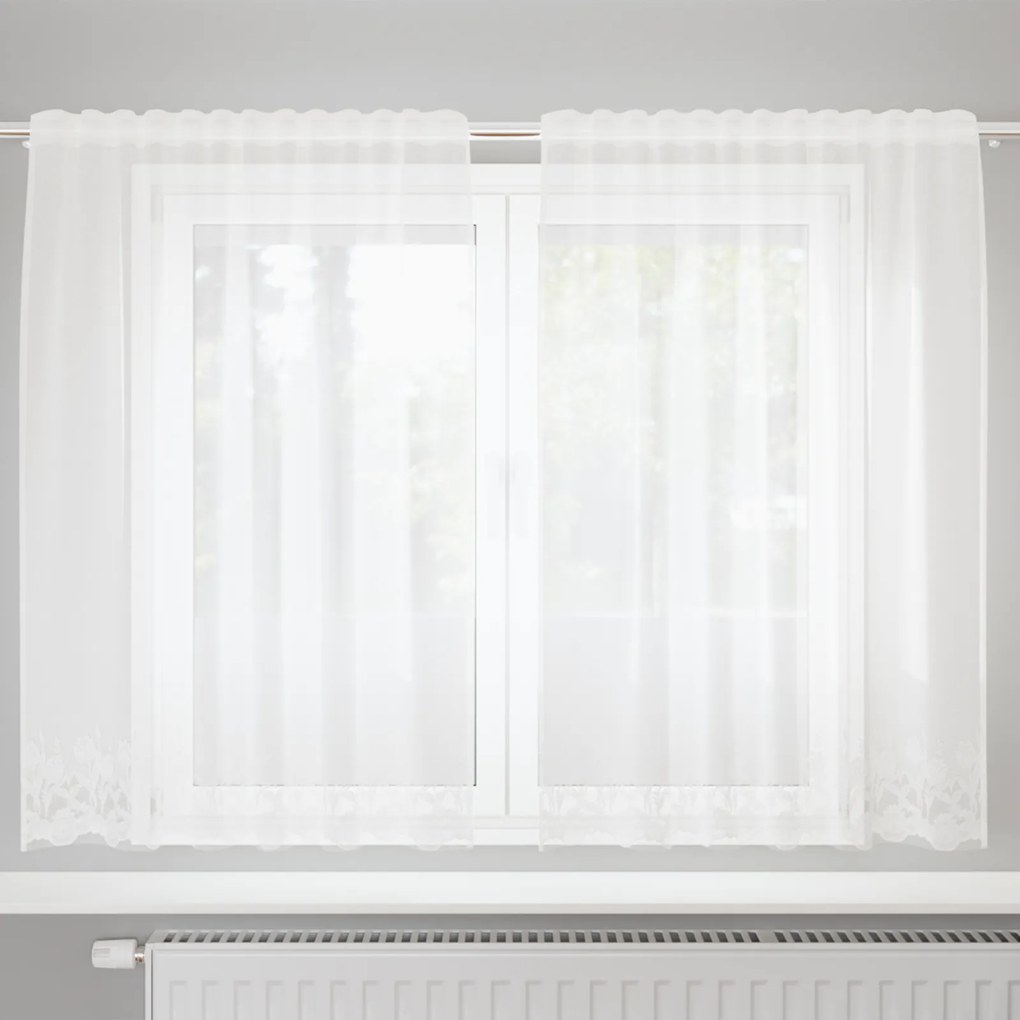 vidaXL Κουρτίνα Δαντέλας με κουρτίνες Λευκό 150 x 180 cm Πολυεστέρας