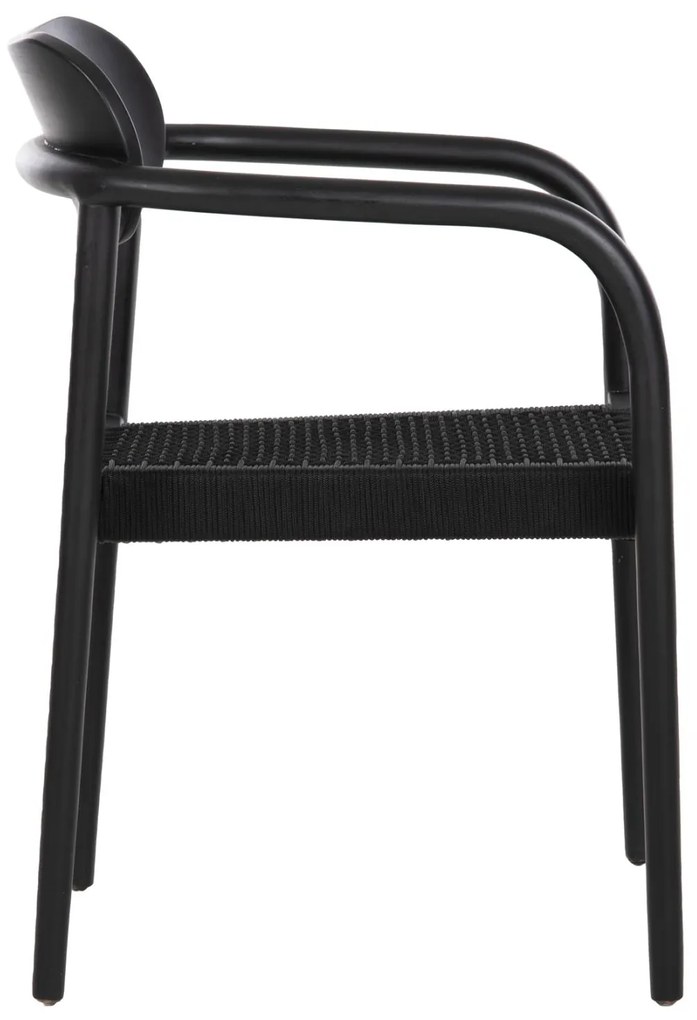 Πολυθρόνα OSLO Μαύρο Ξύλο Teak και Μαύρο Σχοινί 55x54x80Yεκ. 55x54x80 εκ.
