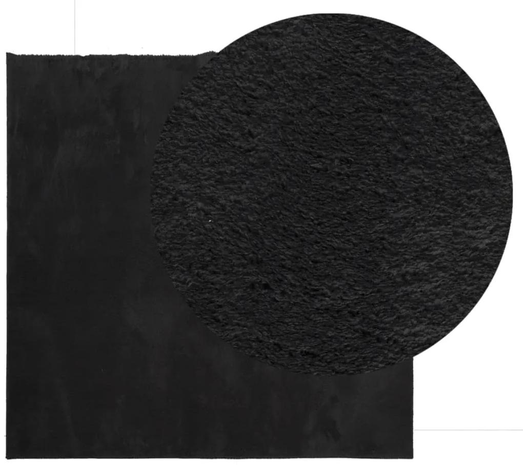 vidaXL Χαλί HUARTE με Κοντό Πέλος Μαλακό/ Πλενόμενο Μαύρο 160x160 εκ.