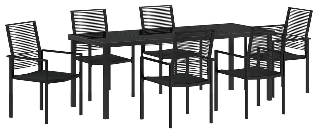 vidaXL Σετ Τραπεζαρίας Κήπου 7 Τεμαχίων Μαύρο PVC Ράτα