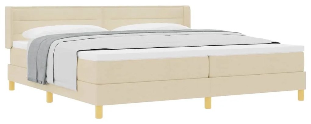 vidaXL Κρεβάτι με Ελατήρια με στρώμα Κρεμ 200 x 200 cm ύφασμα