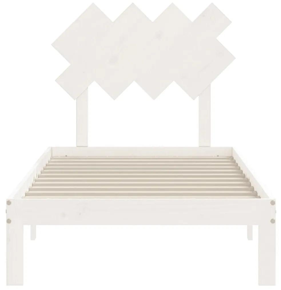 Πλαίσιο Κρεβατιού με Κεφαλάρι Λευκό Μασίφ Ξύλο Single - Λευκό