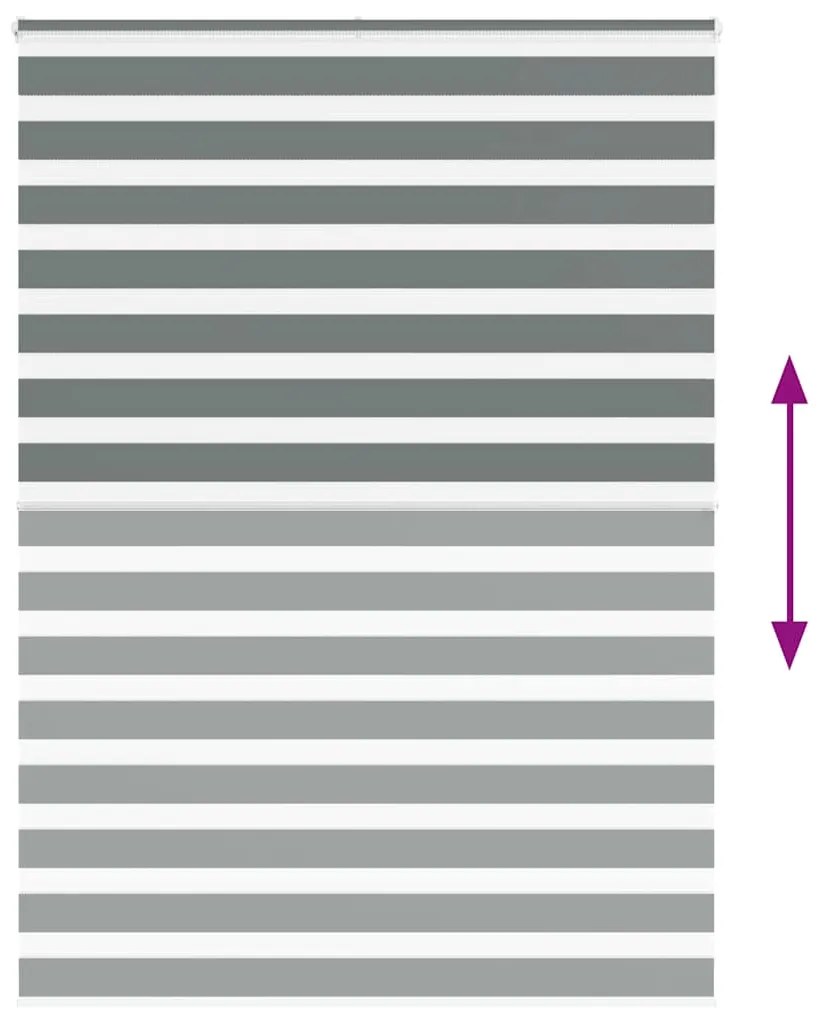 vidaXL Ζέβρα τυφλή Σκούρο Γκρι Πλάτος υφάσματος 150,9 εκ. Πολυεστέρας