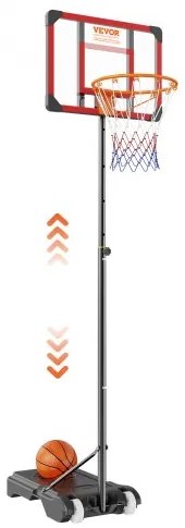 VEVOR Basketball Hoop, 5-7 ft Adjustable Height Portable Backboard System, 28 inch Basketball Hoop &amp; Goal, Kids &amp; Adults Basketball Set with Wheels, Stand, and Fillable Base, for Outdoor/Indoor