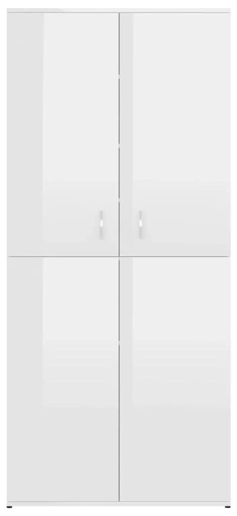 vidaXL Παπουτσοθήκη Γυαλιστερό Λευκό 80x39x178 εκ. από Μοριοσανίδα