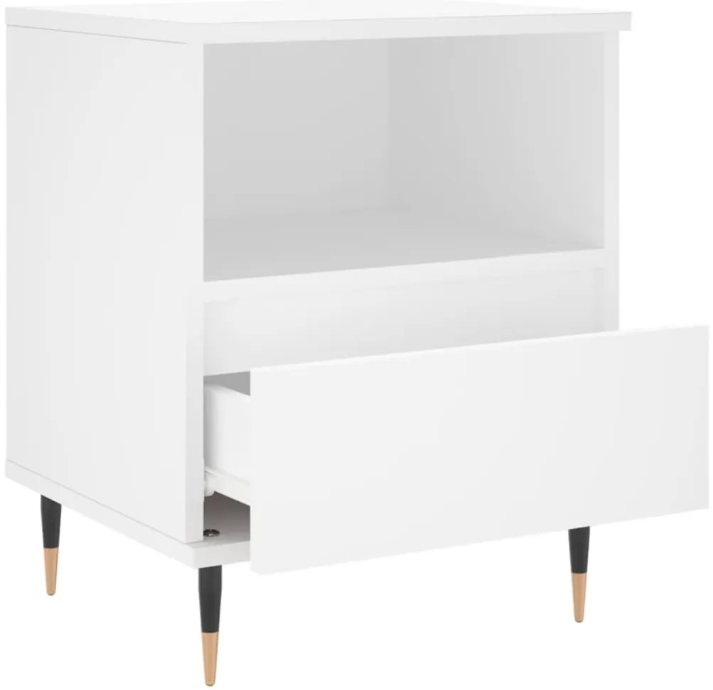 vidaXL Κομοδίνα Λευκά 2 τεμ. 40 x 35 x 50 εκ. από Επεξεργασμένο Ξύλο