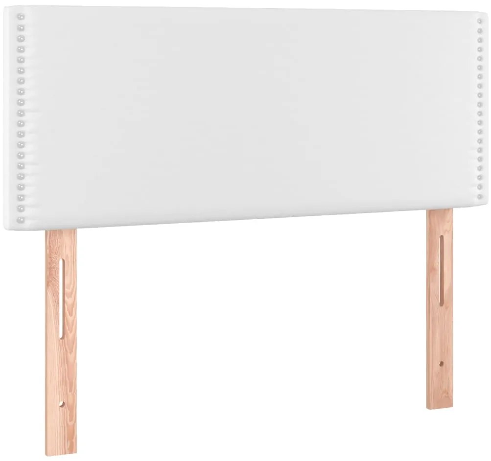 vidaXL Κρεβάτι Boxspring με Στρώμα & LED Λευκό 100x200 εκ. Συνθ. Δέρμα