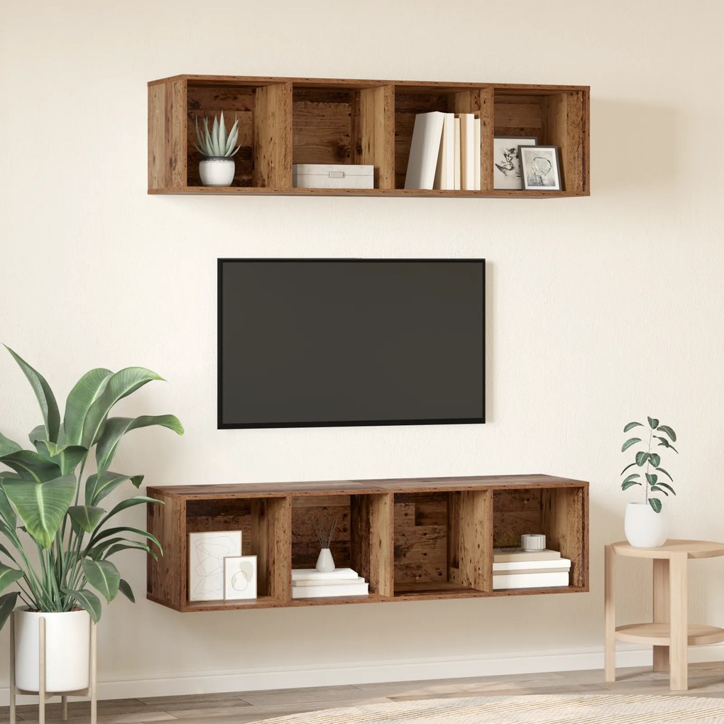 vidaXL Σετ επίπλου τηλεόρασης 2 pcs Παλιό ξύλο 37 x 37 x 142.5 εκ
