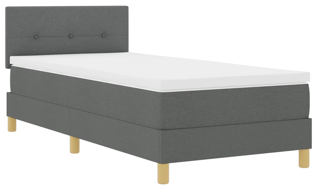 vidaXL Κρεβάτι με Σπίν και Ματράζ Σκούρο Γκρι 90x190 cm Ύφασμα
