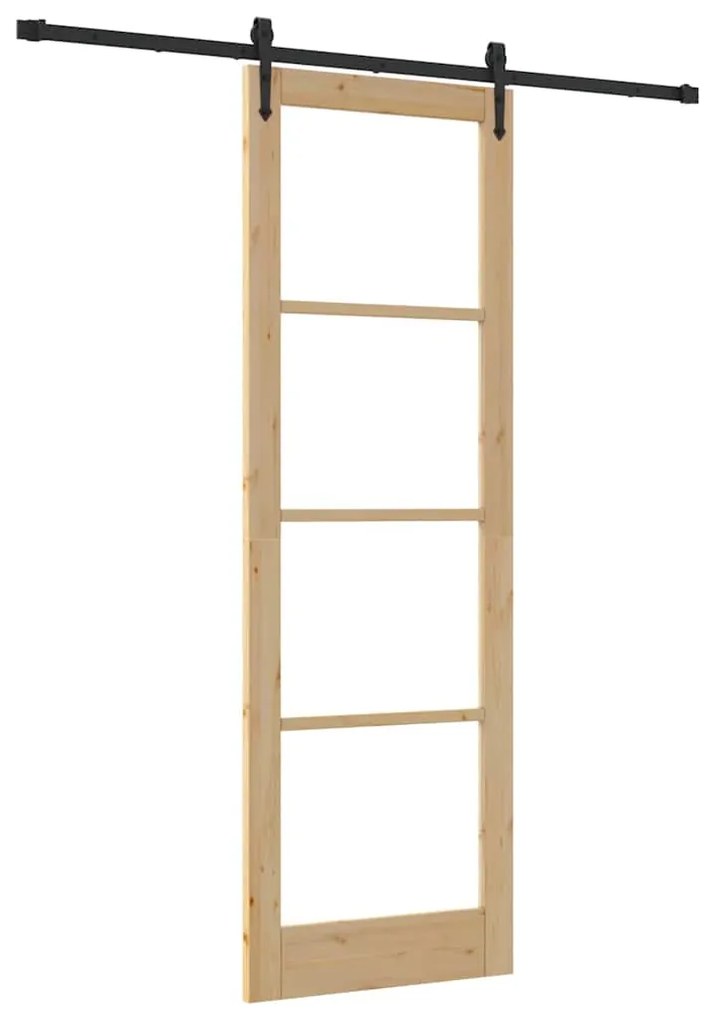 vidaXL Ολισθητή Πόρτα Χειροκίνητος Καφέ 78 x 232 cm Ξύλο και μέταλλο