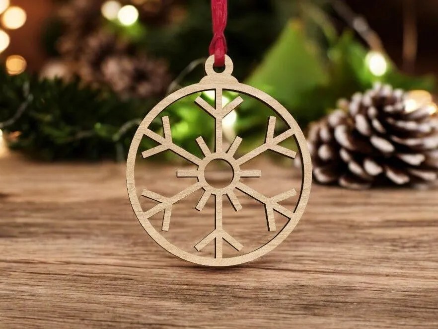 Σετ των 3 Intra απο ξύλο plywood 3mm-4mm πάχος – Χριστουγεννιάτικο μπιχλιμπίδι νιφάδα χιονιού 15x15 cm INTRAVECTRY-MY545373