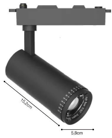 Σποτ μονοφασικής ράγας LED 20W 3CCT με επιλογή εναλλαγής μοιρών σε λευκή απόχρωση D:5.8cmX15,2cm (Τ1-06300-White)